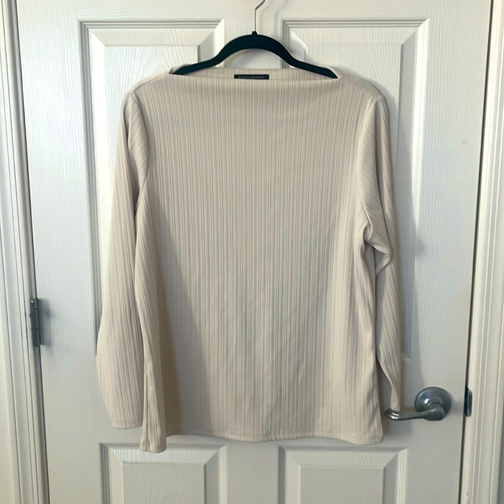 Banana Republic Factory Cream Ribbed Long Sleeve Top